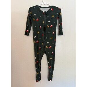 Brave Little Ones Bamboo Christmas Pajama Santa One Piece 12-18M